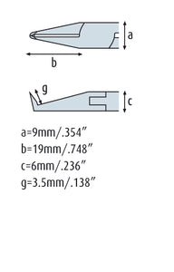 Reverse Angle Cutter 5'' very slim pointed jaws with fine bevel, cuts flush behind components 3552HS22